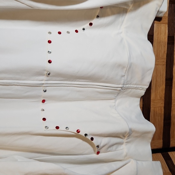 Christine Alexander Bling Zip Up Stretxh Jacket. White/ Red Diamonds - Picture 3 of 5